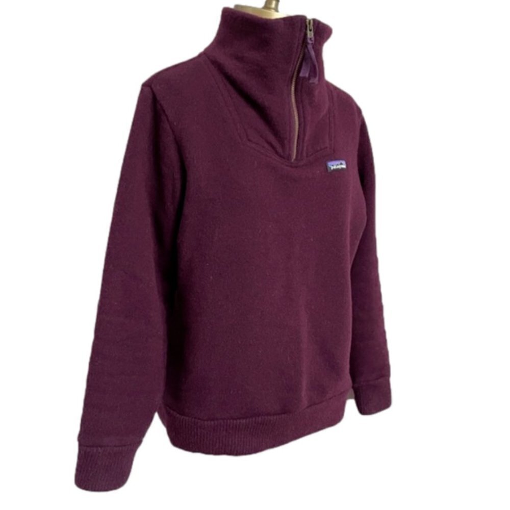 Patagonia Deep Plum Woolie Fleece 1/4 Zip Pullover Top - S ♻️ - Picture 2 of 11